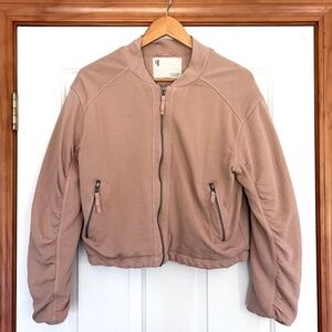 Anthropologie Pilcro Bomber Jacket Coat Women's S Small Light Blush Beige cozy